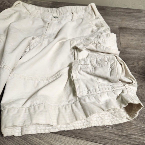 Levis White Cargo‎ Shorts 32 Vintage Y2K Original Thick Solid Multi Flap Pockets - Picture 7 of 10